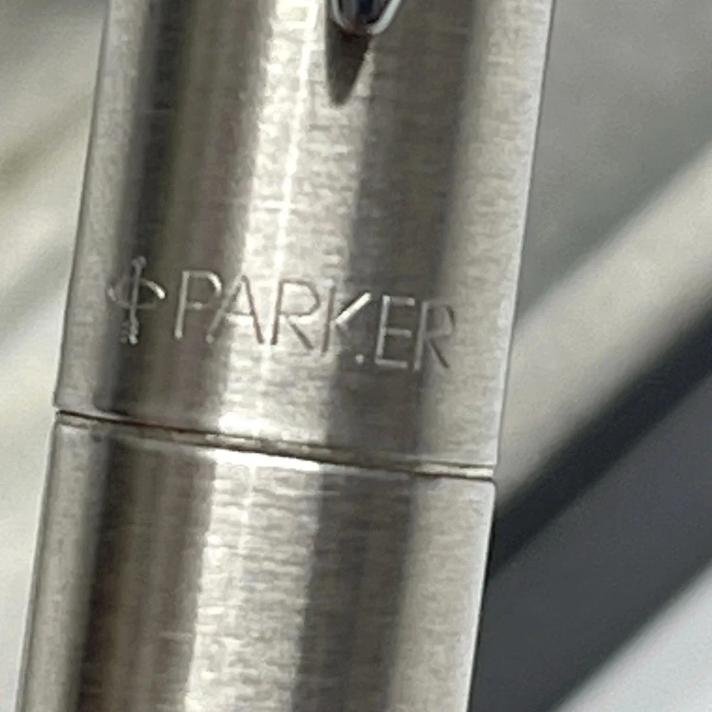 Parker Brushed Steel Fountain Pen M‎ Nib Made In UK In Box No ink